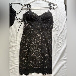 Lulu's Black and Cream Lace Dress